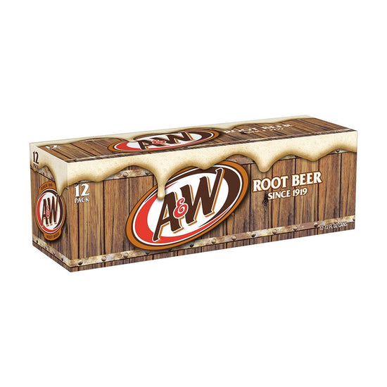 A&W Root Beer Soda Pop, 12 fl oz, 12 Pack Cans