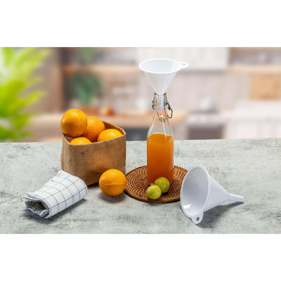 Kitchen Funnel Set, White, Plastic 2-Piece