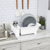 Self-Draining Dish Drainer and Drainboard Sink Set with Retractable Spout, White