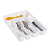 Plastic 5-Compartment Kitchen Drawer Organizer for Cutlery and Flatware, White, 9 in x 13.5 in