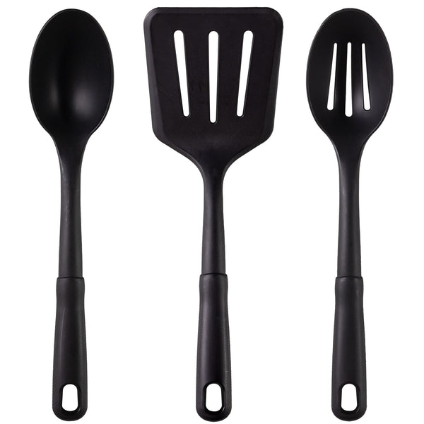 Nylon Kitchen Utensil Set, 3 Piece, Black, Non-Stick Cookware Compatible