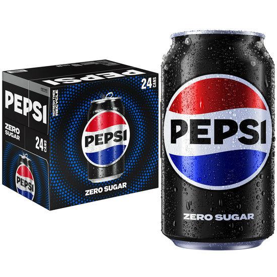 Zero Sugar Pepsi Cola Soda Pop, 12 fl oz, 24 Count