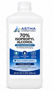 ASTHA INTERNATIONAL Isopropyl Rubbing Alcohol 70% - First Aid Antiseptic - 32 Fl Oz (2-Pack)
