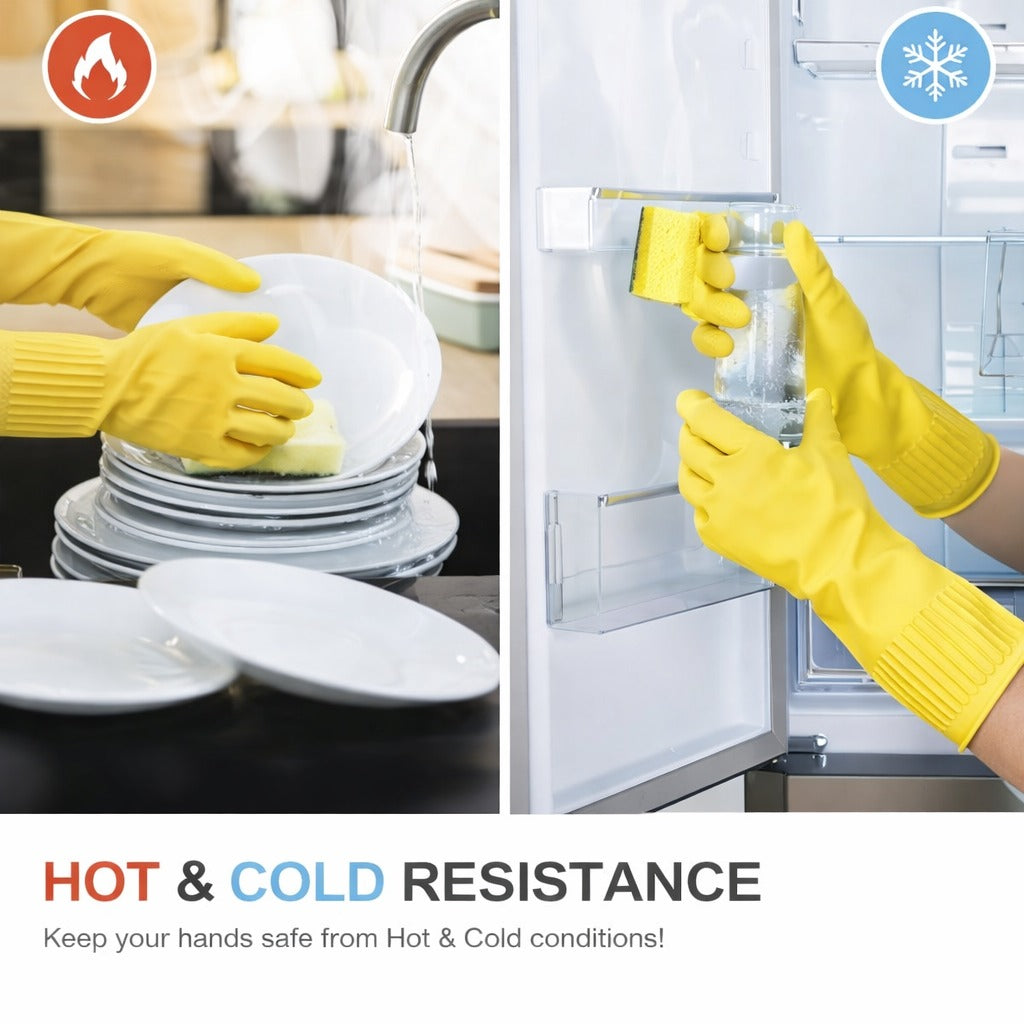 ASTHA INTERNATIONAL Reusable Waterproof Dishwashing Gloves, Non-Slip Kitchen Cleaning Gloves, Elbow Length (Yellow, Medium, 1 Pair)