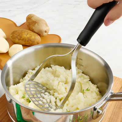 Stainless Steel Potato Masher, Black 10"