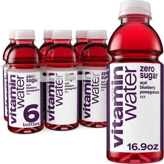 vitaminwater XXX Zero Sugar Acai-Blueberry-Pomegranate Water Beverage, 16.9 fl oz, 6 Pack