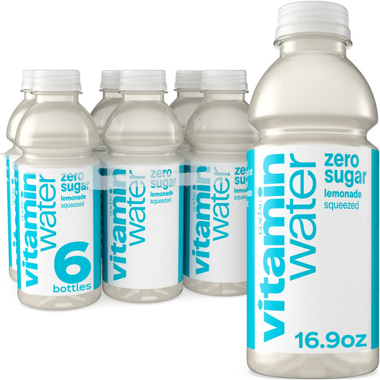 vitaminwater Zero Sugar Squeezed Lemonade Flavored Water Beverage, 16.9 fl oz, 6 Pack